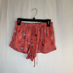 Unbranded Sleep Shorts Womens XS Pink Flamingo Holiday Print